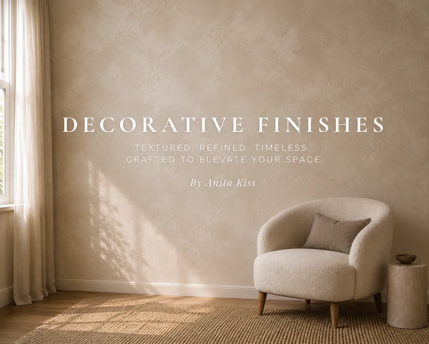 Decorative Finishes branded photo, textured Venetian plaster wall